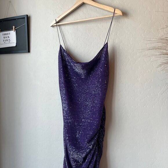 Gauge81 Dress Perry Purple Ruched Sequined Sleeveless Mini Party Dress Size S - Picture 3 of 8